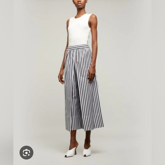 Rosetta Getty Pants - Rosetta Getty Striped Wide Legged Black and White Culottes Size 4